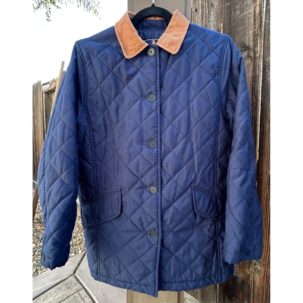 Lauren Ralph Lauren Jacket Womens PS Navy Quilted Corduroy Collar Barn Coat